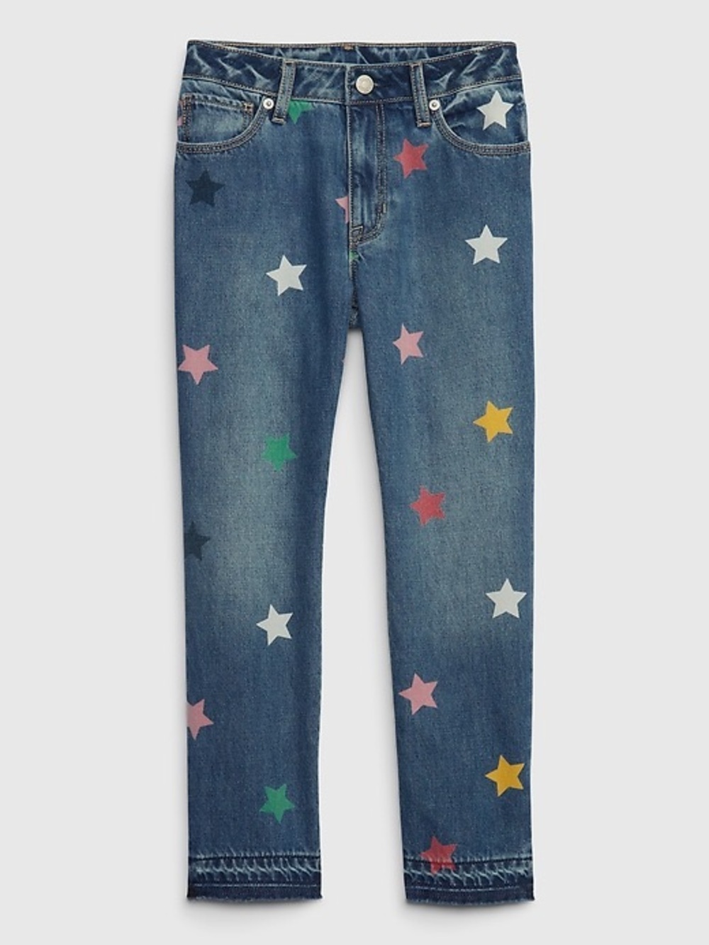 GAP Straight-Leg Blue Denim Jeans with Pastel Star Print
